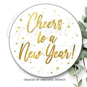 Cheers To A New Year! - 2" (inches) (48ct.)  [GD107-48]